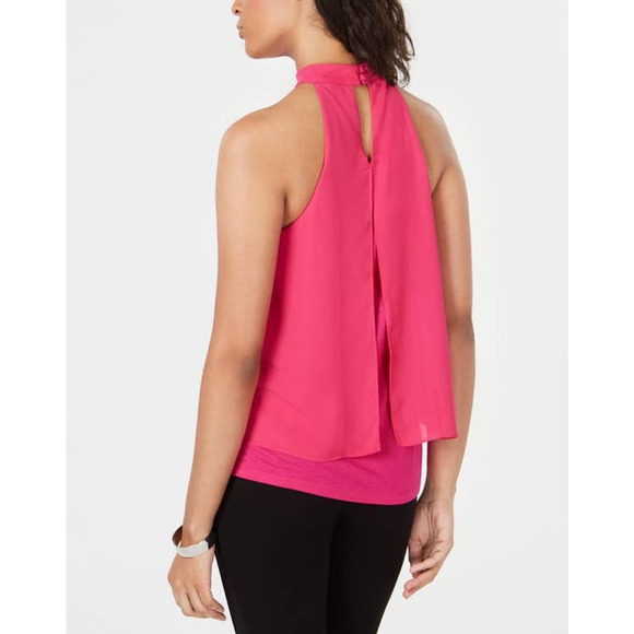 Bar III Fuscia Chocker Neck Keyhole Vented Blouse - XL - Picture 5 of 5